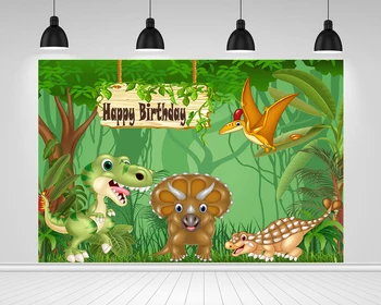 Scopiso Fotogrāfija Backdrops Multfilmas Happy Dinozauri Džungļos Bērniem Dzimšanas Dienas Ballīti Apdares Foto Fona Studijas Aksesuārus
