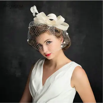 Sejas Plīvurs Cepures Sievietēm Līgavas Spalvu Kāzu Cepures un Fascinators 2020. Gadam Veļa Tilla Sievietes Puses Matu Aksesuāri, Cepures Eiropas