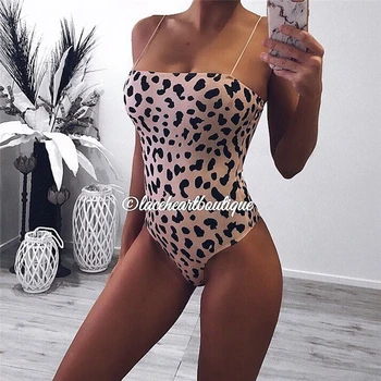 Seksīga Sieviešu leopards izdrukāt Peldkostīmu un Snakeskin Swinwear Kamzolis bez Piedurknēm Bikini Beachwear Sandales peldkostīms Bodysuit