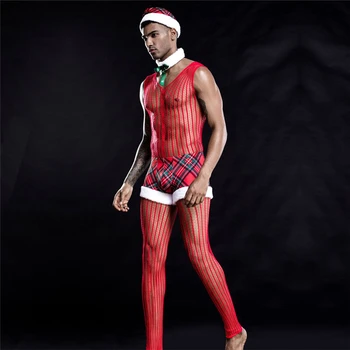 Seksīga Ziemassvētku Vecīša Kostīmu Vīriešu Sarkans Ziemassvētku Tērps Vilinošu Kleitu Līdz Nakts Klubs Vienotu