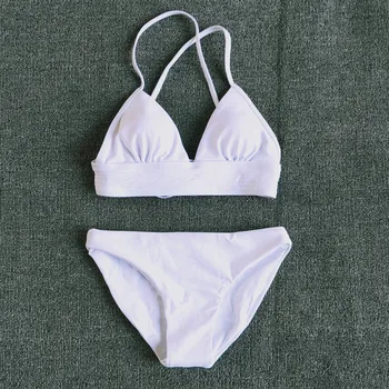 Seksīgi Bikini 2019 Mujer Sieviešu Push Up Polsterēta Tīrtoņa Krāsu Peldkostīmi Swimuit Sieviešu Retro Beachewear Bikini Komplekts Peldkostīms