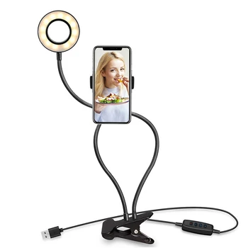 Selfie LED Riņķa Gaisma ar mobilā Telefona automašīnas Turētājs Youtube Live Stream Grims Kameru Lampas iPhone Xiaomi Samsung P