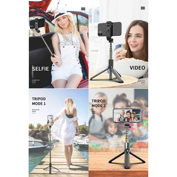 Selfie Stick Bezvadu Bluetooth Salokāms Statīvs Paplašināma Monopod Kameras Taimeris Stienis ar Tālvadības pulti, Tālrunis Stabilizators