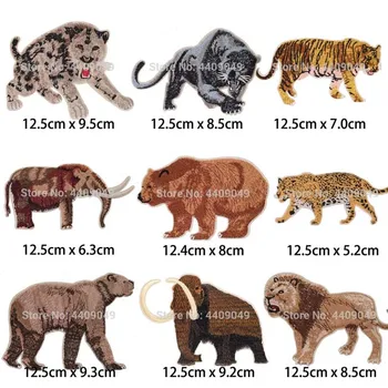 Seno Liels zilonis, Mammuthus, Tīģeris, Lācis, Lauva, Vilks izšūti dzelzs uz plāksteris, jaka auduma apģērba piederumi DIY