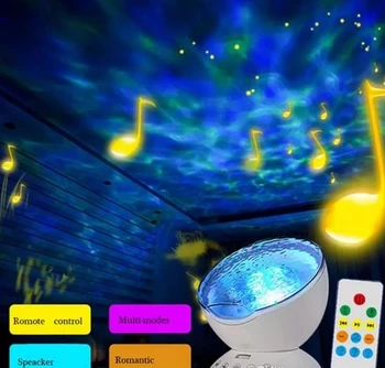 Sensoru Touch Tālvadības Pults Okeāna Projektoru Led Nakts Gaisma Ar Mūziku Taimeris Usb Lampas Bērnu Istabas Puse Dekori