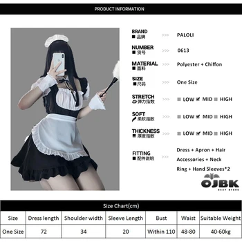 Sexy Cute Mežģīnes Up Melnā un Baltā Meitene Kleita Lomu spēļu Kostīmu Pārredzamu Šifons Cosplay Anime Vienotu Kārdinājumam Uzvalks