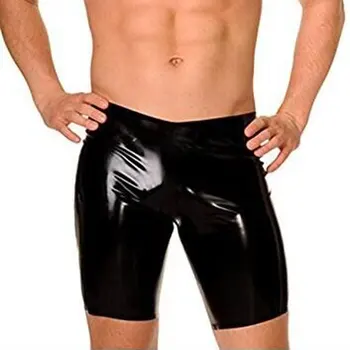 Sexy Men Plus Lieluma Savvaļas PVC Mākslīgās Ādas Karstā Bikses Posmā Bokseris Wetlook Clubwear Jockstrap Fetišs Geju Valkāt Erotiska apakšveļa F18