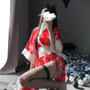 Sexy Sakura Kimono Jauki Japāņu Vienotu Tērpu Ziedu Peldmētelis Īsā Kimono Drēbes Nakts Peldmētelis Modes peldmētelis Sievietēm