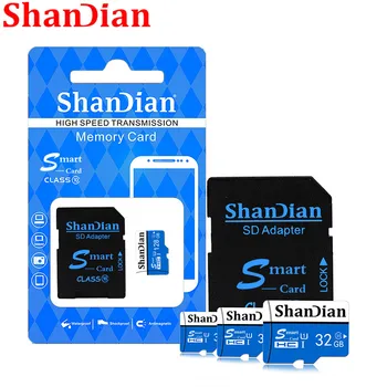 ShanDian Atmiņas kartes Micro SD kartes 32GB 64GB 16GB 8GB class10 TF kartes Microsd Pen drive Flash atmiņas disku viedtālrunis/kameru