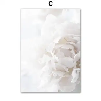 Sienas Mākslas Audekls Gleznošanai White Flower Core Eustoma Peonija Ziemeļvalstu Plakāti Un Izdrukas Ainavu Sienas, Attēlus Dzīvojamā Istaba Dekori