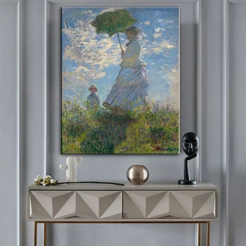 Sieviete Ar Saulessargs Audekls Mākslas Gleznas, Klods Monē, Impresionisma Sienas Mākslas Audekls Izdrukas Pavairošanu Mājas Sienas Dekori