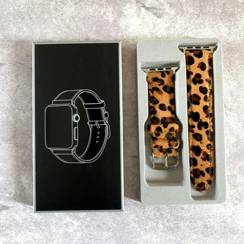 Sieviete Leopard Plīša Ādas Aproce Apple Skatīties Joslas 38mm 40mm 42mm 44mm Sērija 3 4 5 6 SE iWatch Watchband
