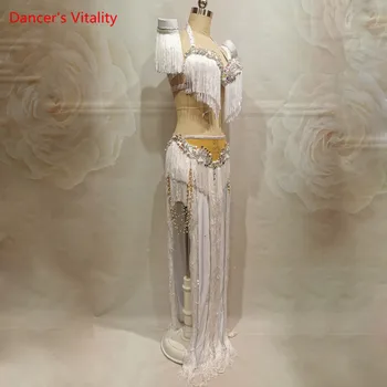 Sievietes Vēders Deju Konkurss Tērpiem Pielāgota Pušķis Krūšturis Sexy Sadalīt Ilgi Svārki Austrumu Indijas Bungas Dejas Performance Uzvalks