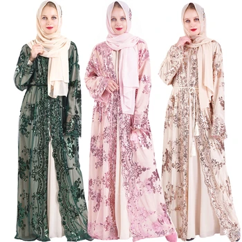 Sievietēm Musulmaņu Vakara Kleita Abaya Dubaija Hijab Šalle Islāma Elegants Sieviešu Kostīmu Vizuļi Dobi No Modes Ramadāna Grupa Komplekts