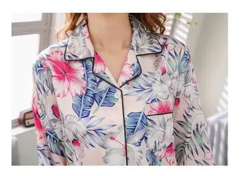 Sieviešu 2GAB Viskozes Pidžamas Komplekts Sexy Sweet Kabatas Naktsveļu Drukāt Zieds Sleepwear 2020. Gada Vasarā Jaunu Zaudēt Mājas Drēbes