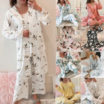 Sieviešu 3 gabali, pidžamas komplekti 2020. gada pavasara un vasaras Mēbeļu valkāt Sexy Sieviešu Pidžamas Komplekti Nightdress+Drēbes+Elsas Sieviešu Pidžamas