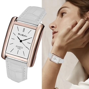 Sieviešu Aproce Skatīties Silver Gold Square Luxury Sakausējuma rokas pulksteņi Top Zīmolu Sieviešu Mode Vīriešu Kvarca Skatīties zegarek damski