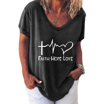 Sieviešu Apģērbu Plus Lieluma Tee Krekls ar V-apkakli, Īsām Piedurknēm Zaudēt Tee Top sirdsdarbību Drukāt Gadījuma T-krekls Sievietēm 2020