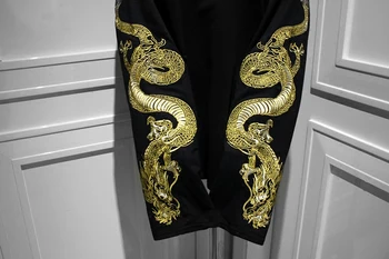 Sieviešu Atdzist Harajuku Brīvs Stils, Melnā, pelēkā vārna Golden Dragon Izšuvumi sporta Krekls ar garām Piedurknēm Japāņu Garš Krekls