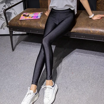 Sieviešu Augsto Vidukli, Spīdīgu Melnu Legging 2020 Rudens Modes Dāmas Push Up Slim Stulpiņi Elastīgs Mīksts Liela Izmēra Sieviešu Zeķes