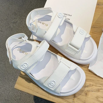 Sieviešu Chunky Sandales Dizaineru Zīmolu Vasaras Pludmales Ikdienas Apavi Sieviete Baltā Ķīļi Ulzzang Modes Platformas Sandales Dāmas 2020