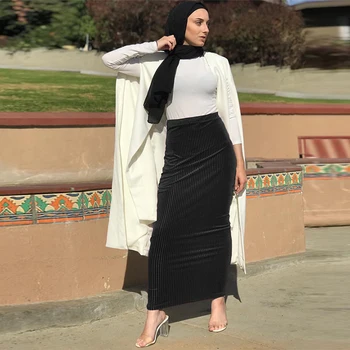 Sieviešu Elastīga Adīta Pārsējs Ilgi Svārki Modes Sexy Vienkrāsainu, Elegants Ar Augstu Vidukļa Bodycon Zīmuli Svārki Gadījuma Streetwear 2019