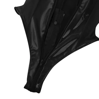 Sieviešu Karstā viengabala Peldkostīmi Lateksa Catsuit Ķermeņa Uzvalks Clubwear Lakādas Bodysuit Spīdīgu High Cut Sandales ar Atvērtu Kājstarpes Peldkostīmu