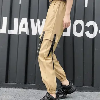 Sieviešu Kravas Bikses Harajuku korejas Zaudēt Streetwear Šiks Studentu Retro Gadījuma Potītes garuma Vienkārši Unisex Ērti Visu maču BF
