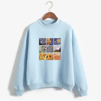 Sieviešu Mode sporta Krekls Topi Vincent Willem Van Gogh Estētisko Zvaigžņota Nakts Iespiesti Harajuku Hoodies Kpop Drēbes