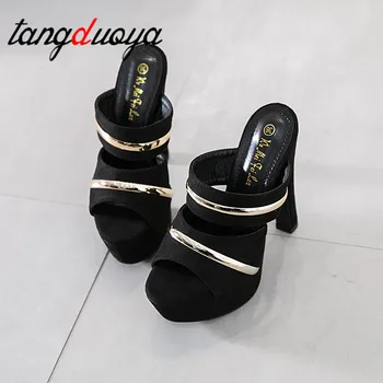 Sieviešu Sandales 2020. Gadam Atvērtu Purngalu Čības Sieviešu Bieza Papēža Kurpes augstpapēžu kurpes sieviešu platformas augsta heeld sandales, čības 15