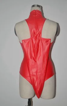 Sieviešu Seksīgs Mākslīgās Ādas Bodysuit PVC Wetlook Apakšveļa Fetišs Leotard Clubwear Lateksa Catsuit Karstā Seksīga Erotiskā Cosplay Kostīmi