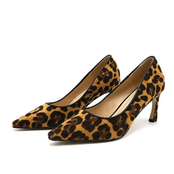 Sieviešu Sexy Leopard Sūkņi Sievietēm Sekla Norādīja Toe Sieviete augstpapēžu kurpes Ērtas Zamšādas Sieviešu Kurpes 2020. Gada Pavasarī Jaunās Modes