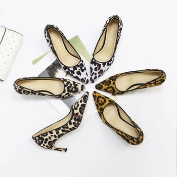 Sieviešu Sexy Leopard Sūkņi Sievietēm Sekla Norādīja Toe Sieviete augstpapēžu kurpes Ērtas Zamšādas Sieviešu Kurpes 2020. Gada Pavasarī Jaunās Modes