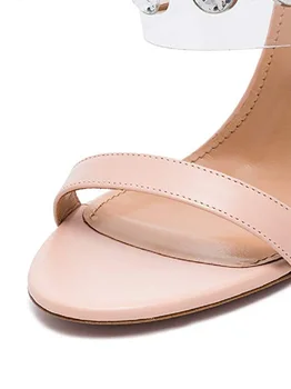 Sieviešu Stilīgu un seksīgu nobriedis sandales Gadījuma čības PU Sintētisko Microfiber Slip-On Sekla Plānas Papēžiem Caurspīdīga Izmērs 35-43