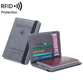 Sieviešu, Vīriešu RFID Vintage Biznesa Pase Ietilpst Turētājs Multi-Function ID Bankas Karti PU Ādas Maks Gadījumā, Ceļojumu Piederumi