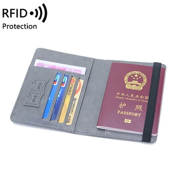 Sieviešu, Vīriešu RFID Vintage Biznesa Pase Ietilpst Turētājs Multi-Function ID Bankas Karti PU Ādas Maks Gadījumā, Ceļojumu Piederumi