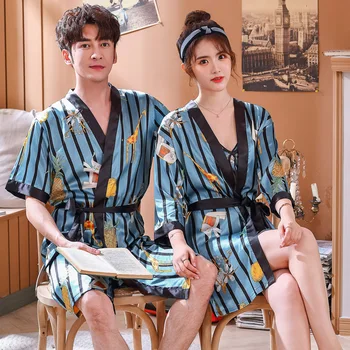 Sieviešu Zīda Kimono Drēbes Mīļotājiem Pāris Naktskrekls Vannas Kleita Sleepwear Vīriešiem Liela Naktsveļu Mīksts Peldmētelis Lielgabarīta Satīna Naktskrekls