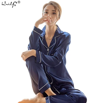 Sieviešu Zīda Satīna Pidžamas Pidžamas Komplekts Sleepwear Pijama Pāris Pidžamu Uzvalks Sieviešu Gulēt Divas Gabals, Kas Vīriešiem Loungewear Plus Lieluma