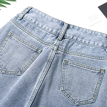 Sieviešu džinsi ar augstu vidukli, zaudēt plaša kāju džinsa zilā streetwear retro temperaments rudens 2020. gadam, modes Harajuku taisnu kāju bikses