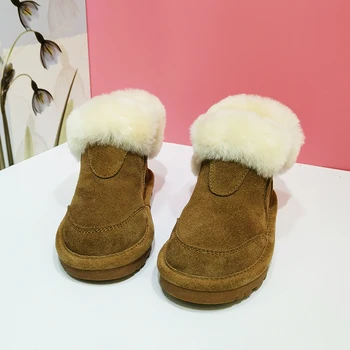 Sieviešu luksusa desinger siltas kurpes, Ādas un Nekustamā vilnas materiāla snow boot ziemas apavi Brīvā laika un modes, Lai nepieļautu slīdēšanu