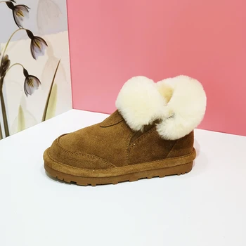 Sieviešu luksusa desinger siltas kurpes, Ādas un Nekustamā vilnas materiāla snow boot ziemas apavi Brīvā laika un modes, Lai nepieļautu slīdēšanu
