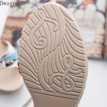 Sieviešu sandales 2019 vasaras jaunā modes salds ķīļi sieviešu kurpes korejas platformas augstpapēžu zivju muti Biezu grunts sandales