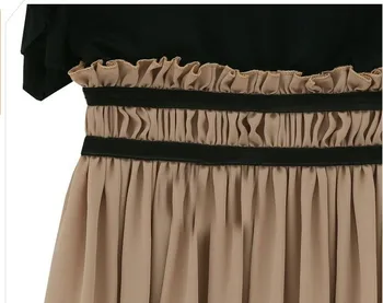 Sieviešu vasaras kleita Adīta raibs šifona plus lieluma apģērbu īstermiņa piedurknēm slaids viduklis viengabala kleita S-4XL P11003