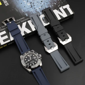 Silikona Gumijas Watchband 20mm 22mm 24mm Melna Zila Zaļa Balta Skatīties Siksnu Panerai Joslu Ūdensnecaurlaidīga Rokassprādze #E