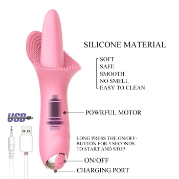 Silikona Zizli Vibrators Sievietēm, 10 Ātrumiem Spēcīgs Mēles Stimulators Uzlādējams Klitora Maksts Orgasma Massager Pieaugušo Seksa Rotaļlietas