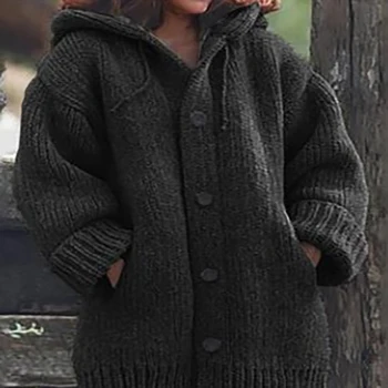 Silts Džemperis Mētelis garām piedurknēm Adīts Midi pelēkā vārna Sieviešu, Vīriešu Džemperi Modes Zaudēt Rudens un Ziemas tīrtoņa Krāsas Plus Lieluma