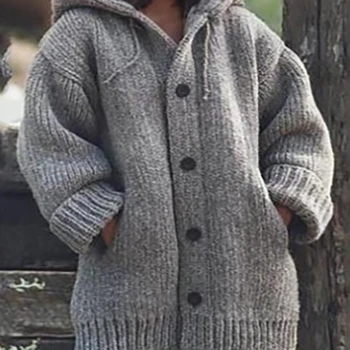 Silts Džemperis Mētelis garām piedurknēm Adīts Midi pelēkā vārna Sieviešu, Vīriešu Džemperi Modes Zaudēt Rudens un Ziemas tīrtoņa Krāsas Plus Lieluma