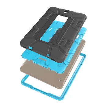 Silīcija Mazulis Triecienizturīgs Bruņas Case for Samsung Galaxy Tab S2 9.7 SM T810 T815 T813 T819 Vāciņš Ar Ādas Apvalks gadījumā+Filma+Pildspalva