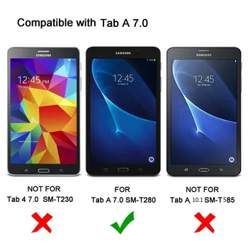 Silīcija Tabletes Protecter Case For Samsung GALAXY Tab 7.0 2016 T280 T285 Anti-putekļu izturīgiem Planšetdatoriem Piliens Atbalsts Lieta+Filma+Pildspalva