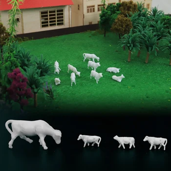 Simulācijas Govis Lauksaimniecības Dzīvnieku Miniatūras Unpainted Ho n Mēroga Diorāma Smilšu Galda, Skatuves Izkārtojums Rotaļlietas Bērniem 20Pcs/daudz